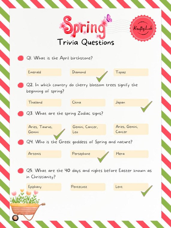 Spring Trivia Questions And Answers by KraftyLab.