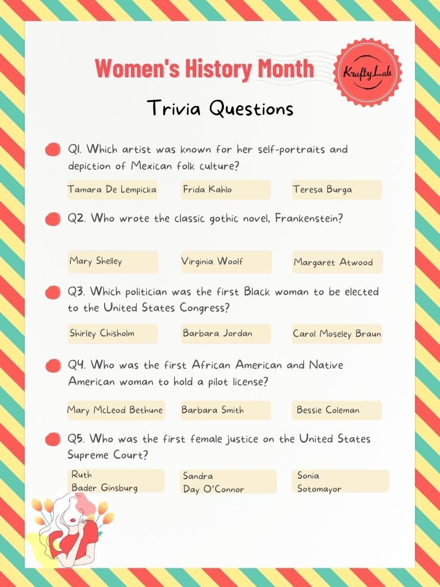 Women's History Month Trivia Questions by KraftyLab 3.