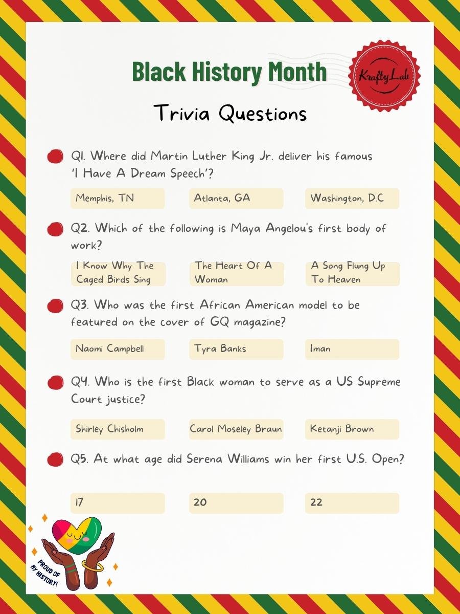 Black History Month Trivia Questions.
