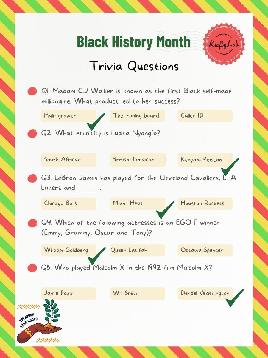 Black History Month Trivia Questions And Answers.