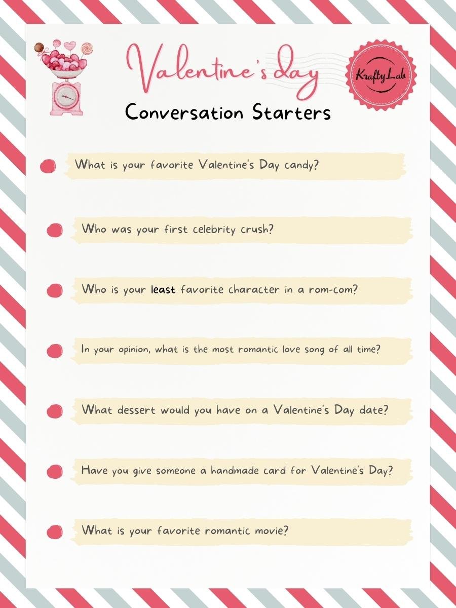 Valentine's Day Conversation Starters by KraftyLab.