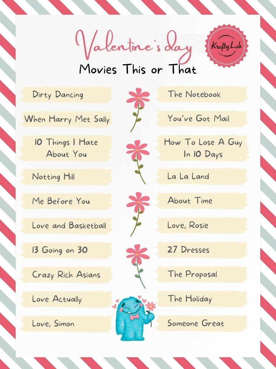 Valentine’s Day Movie This Or That by KraftyLab.