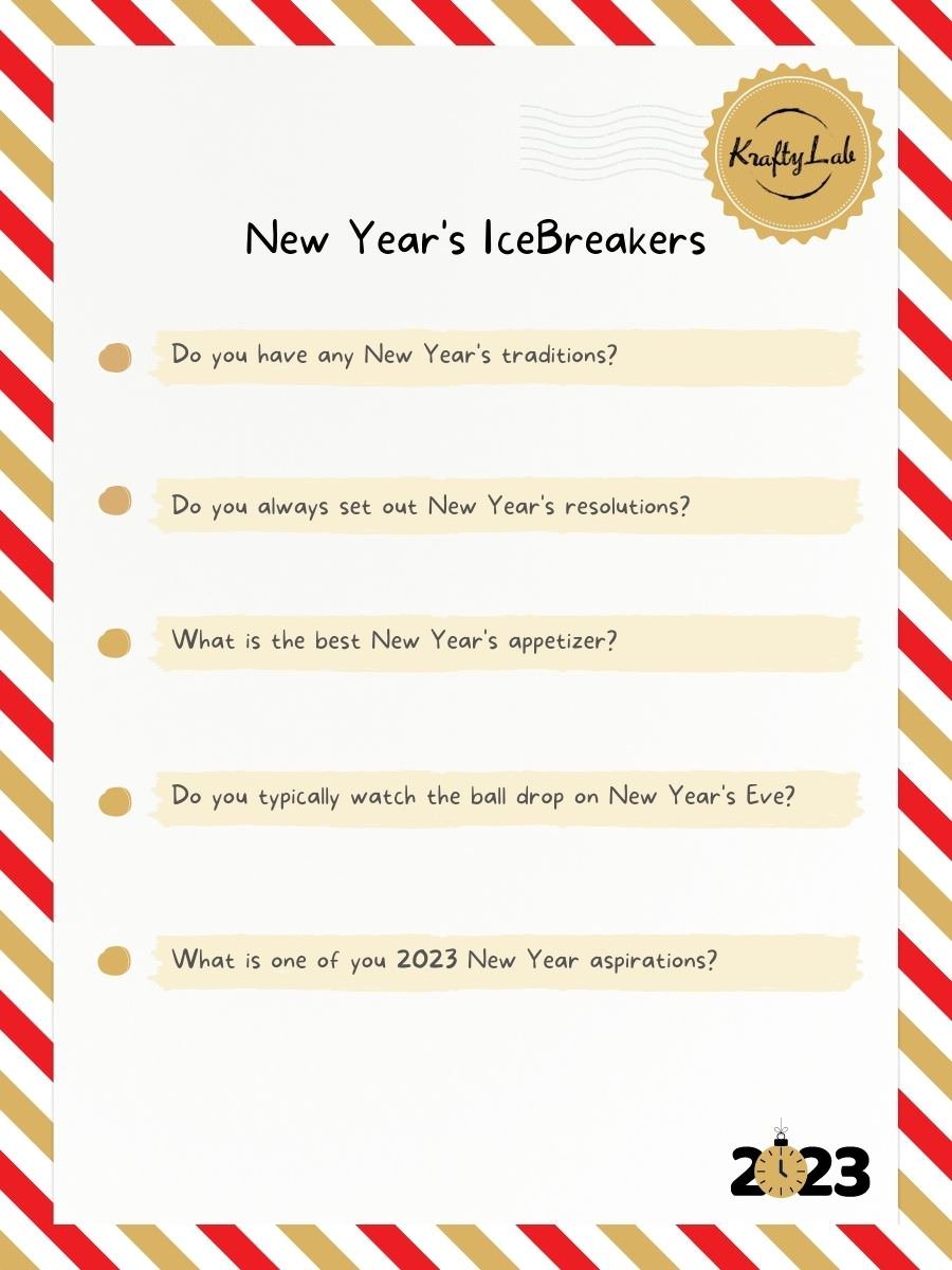 New Year’s Icebreaker Question Sheet by KraftyLab