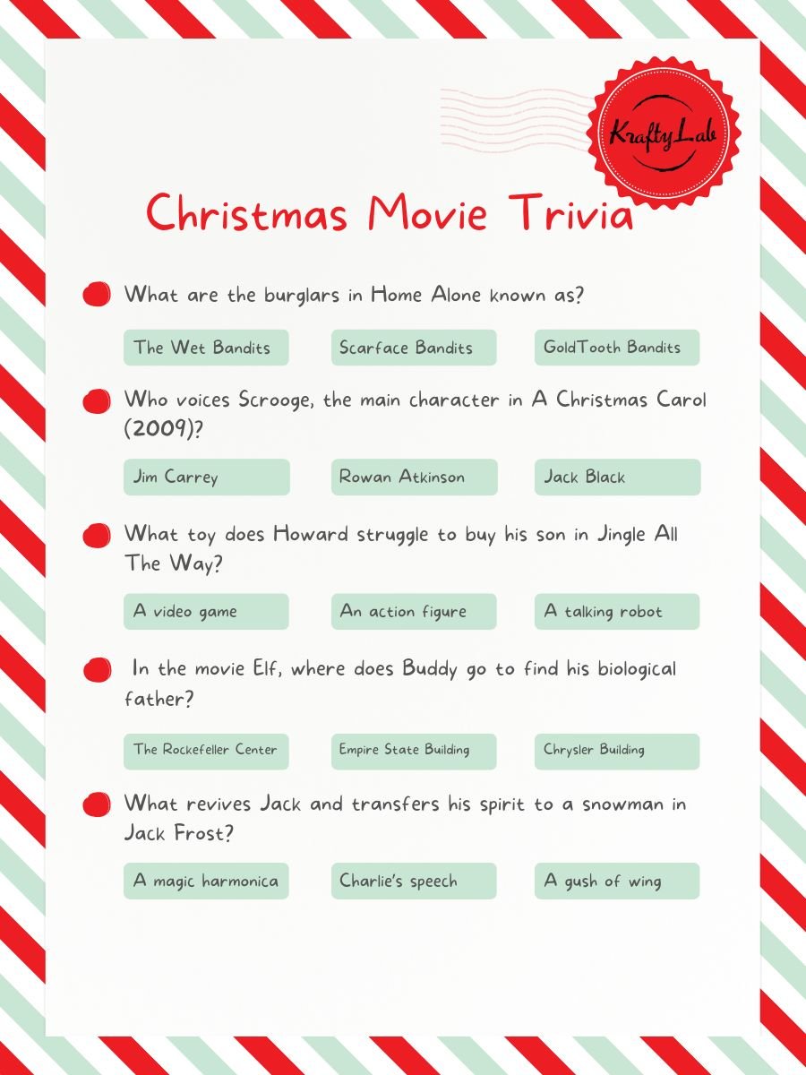 Christmas Movie Quiz By KraftyLab