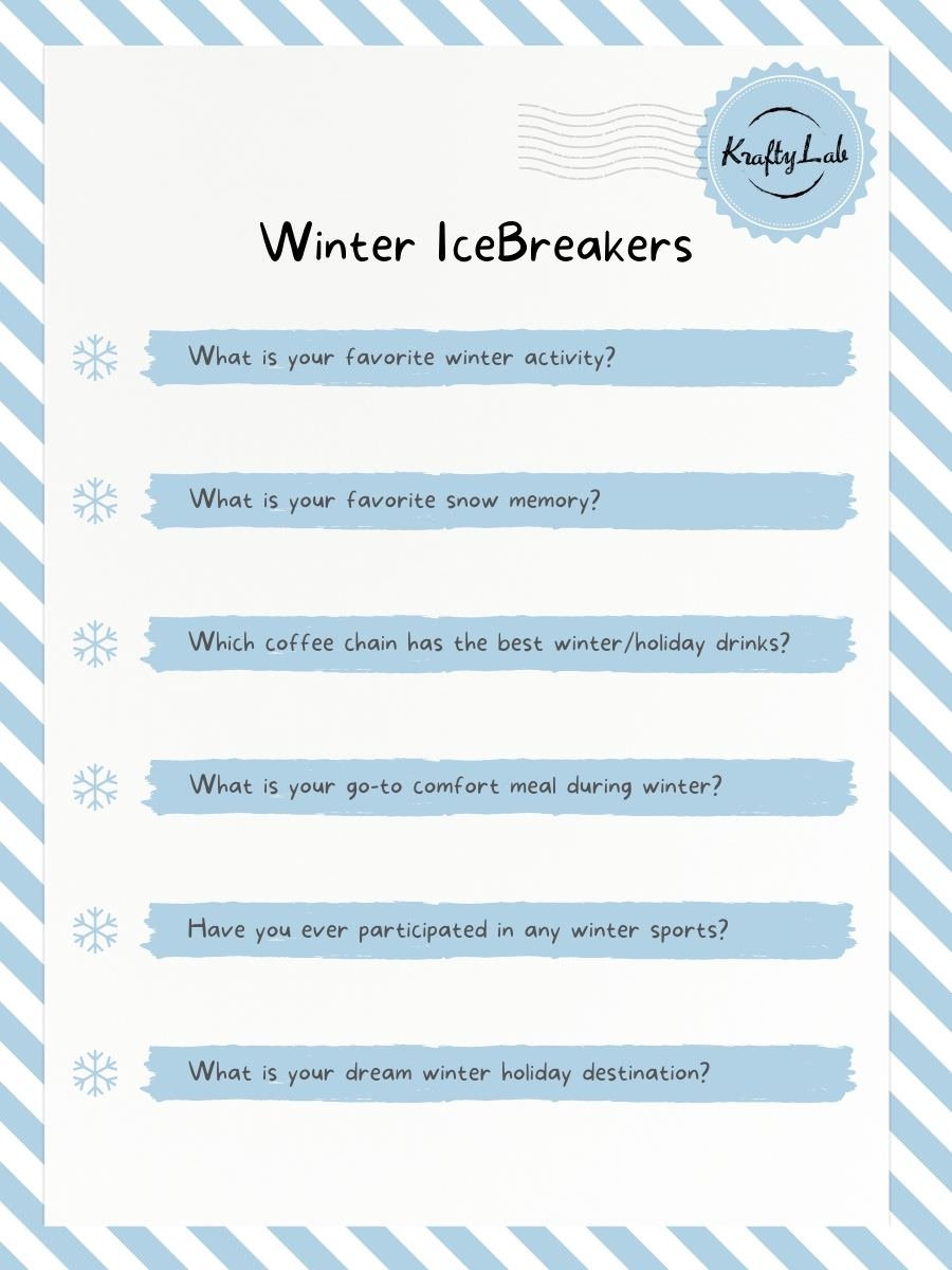Winter Icebreaker Question Sheet For Work by KraftyLab