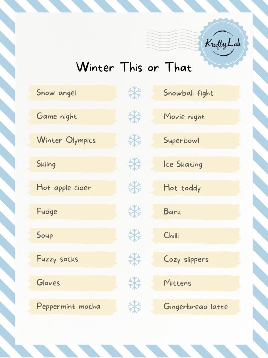 Winter This Or That Questions by KraftyLab
