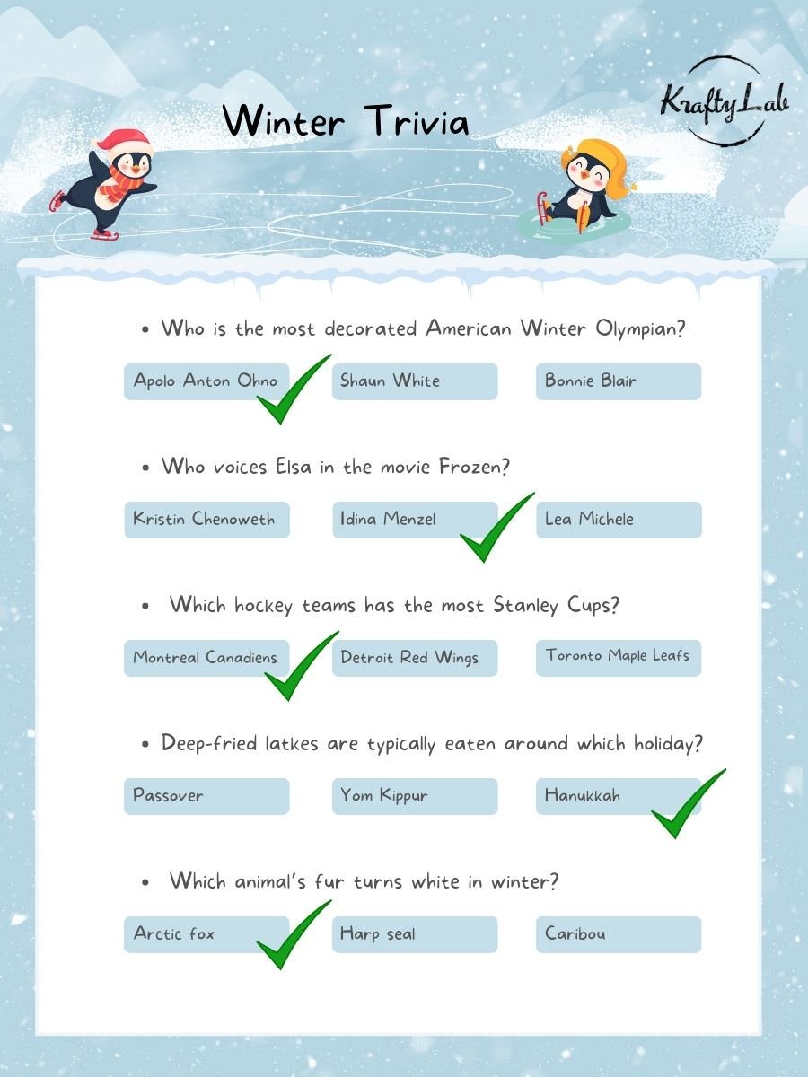 Free Winter Trivia Quiz Answers By KraftyLab