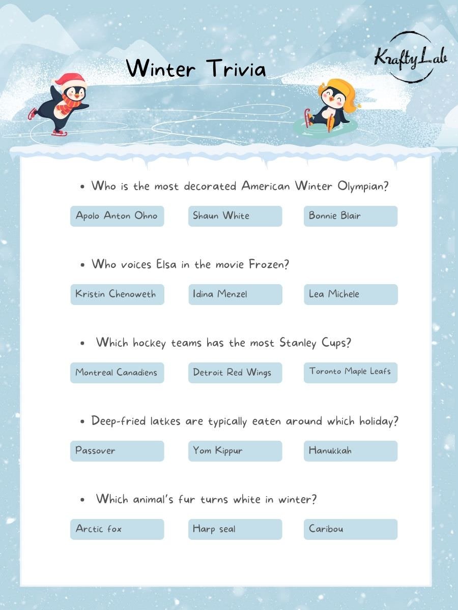 Free Winter Trivia Questions By KraftyLab