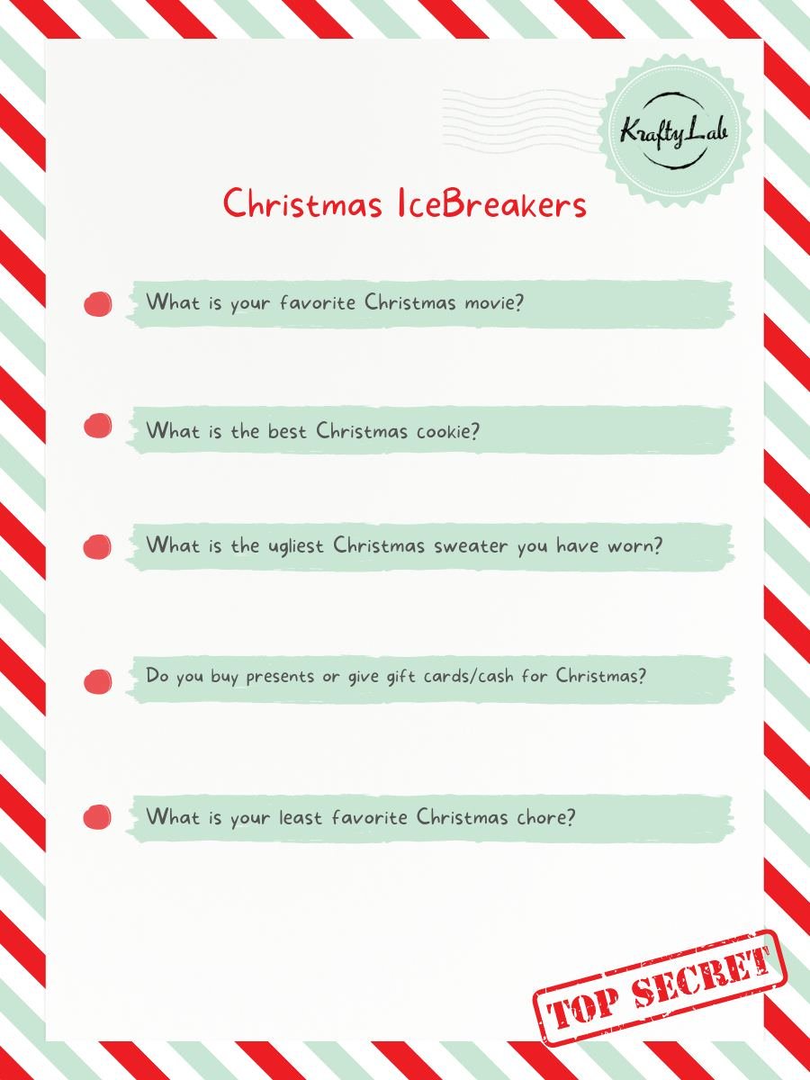 Christmas Icebreaker Questions For Holiday Parties by KraftyLab
