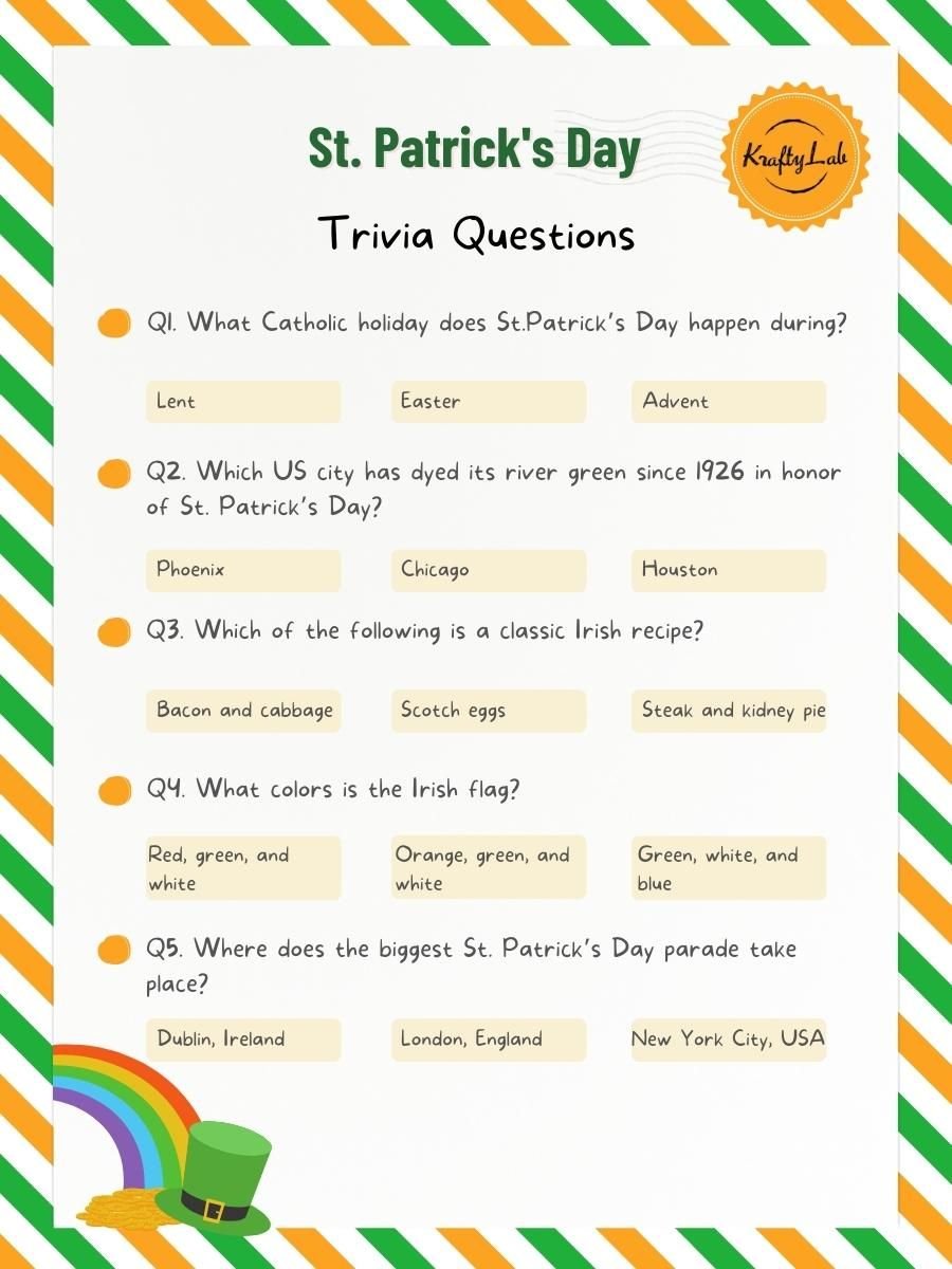 St. Patrick’s Day Trivia Questions.