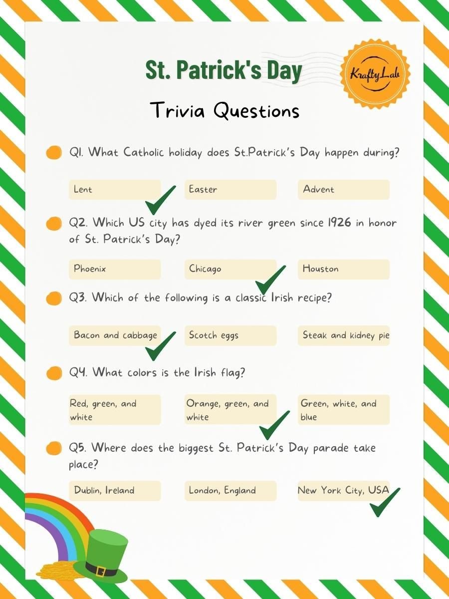 St. Patrick’s Day Trivia Questions.